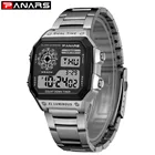 Роскошные мужские часы PANARS, водонепроницаемые золотые цифровые часы из нержавеющей стали, светодиодный Будильник, электронные мужские спортивные часы, Relogio