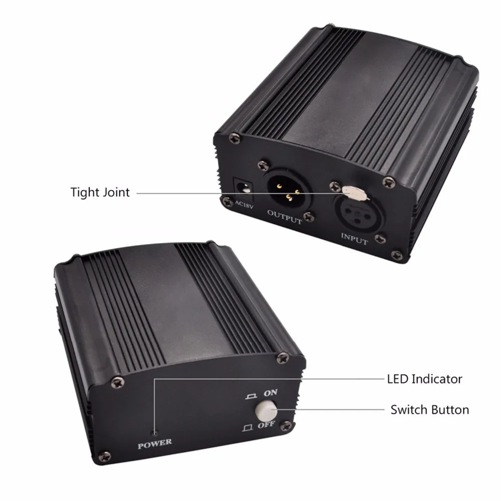 Канал 48В Питание черный адаптер один XLR аудио кабель для конденсаторный BM 800