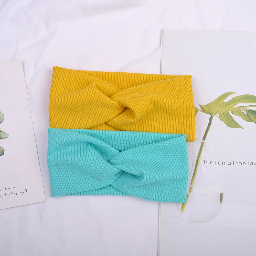 

2020 Cute Solid Color Baby Headband For Girls Cotton Twisted Knotted Turban Elastic Hair band Children Headwrap Hair Accessories