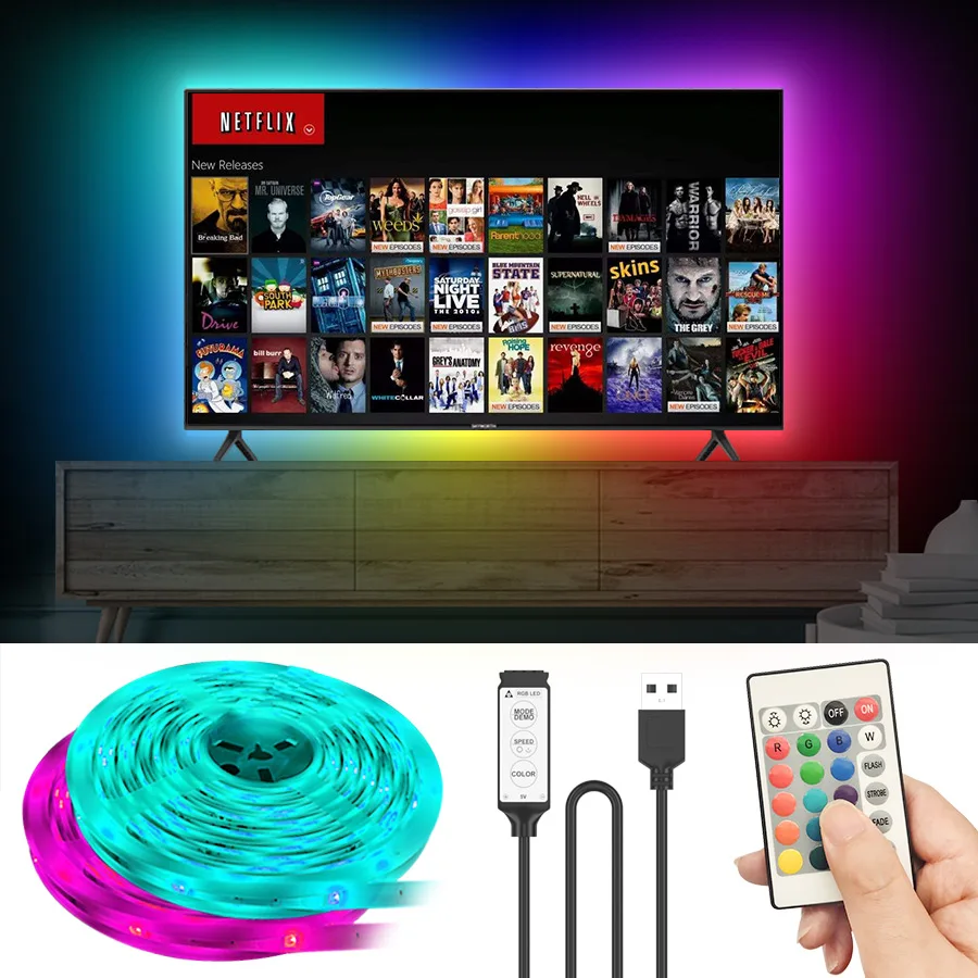 Водонепроницаемая светодиодная лента 2 м 3 5 USB светильник 5050 RGB 10 для телевизора