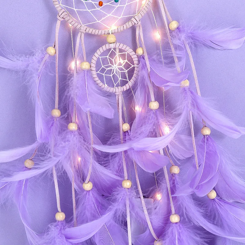 

Dream Catcher With Feathers Light Dreamcatcher Wall Hanging Decor Ornament Handmade Room Decoration Photo Props Backdrop Gift