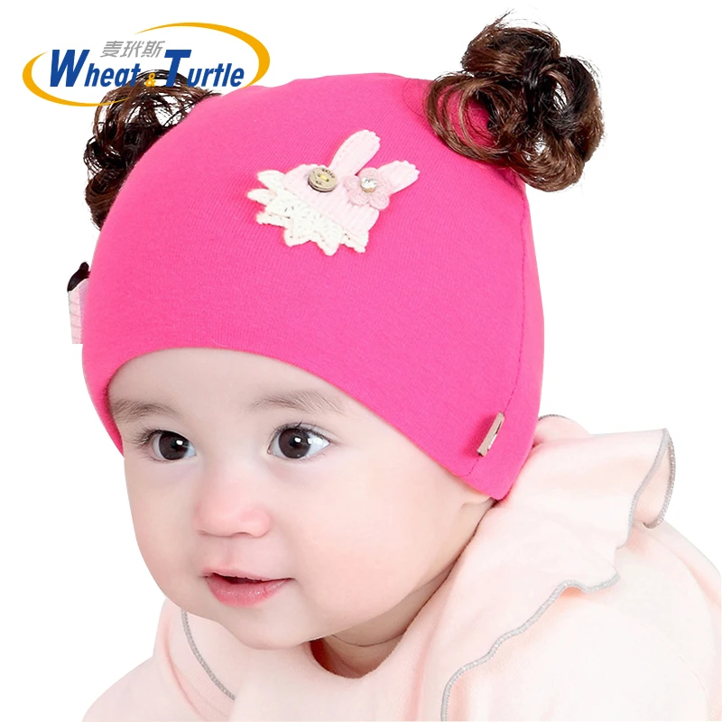 Детская шапка с искусственными волосами вязаная теплая хлопковая шапочка зимняя