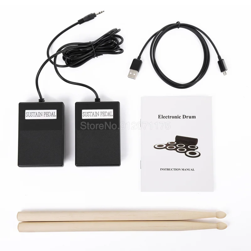 

Digital Electronic Drum Kit Compact Size Usb Roll-up Silicon Set 7 Pads With Drumsticks Foot Pedals Accessories Portable Roll
