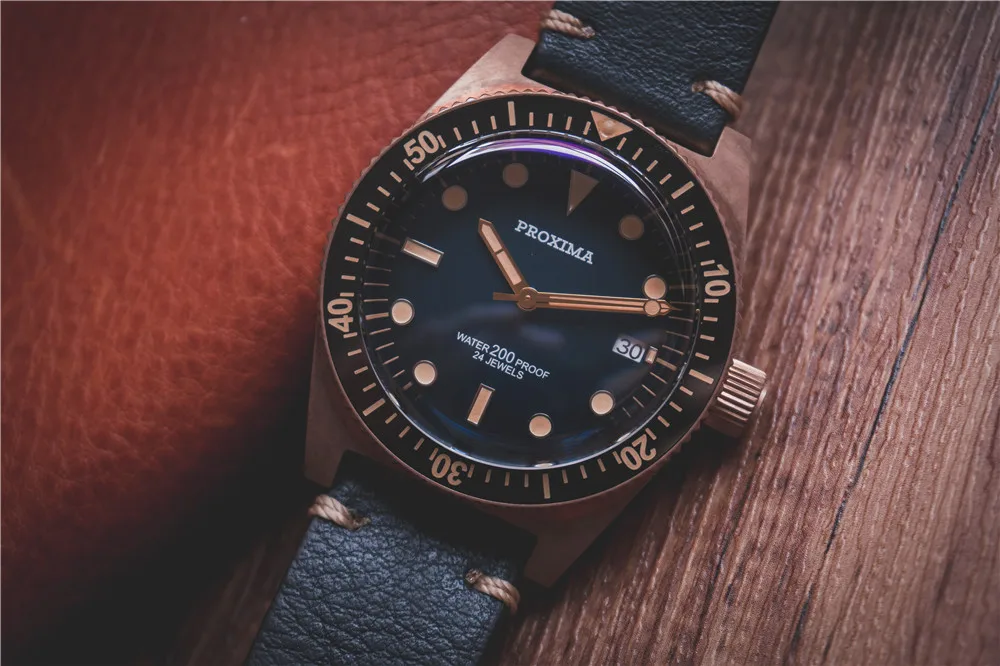

Men Vintage Diving Watch CUSN8 Automatic Watch Bronze 62Mas CUSN8 bezel blue Dial CUSN8 CASE