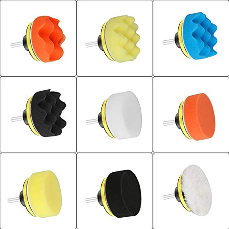 

11pcs 3/4 inch Car Polishing Disc +15 ml Car Trace Remove Wax Self-Adhesive For Polisher Drill Adapter Buffing Waxing Sponge