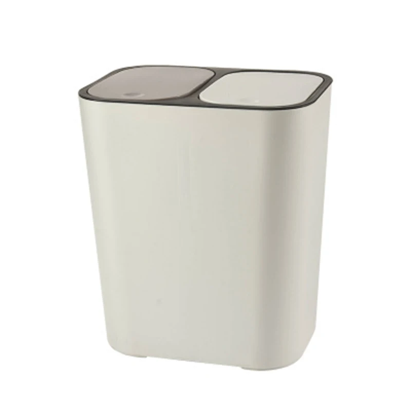 

Trash Can Rectangle Plastic Push-Button Dual Compartment 12liter Recycling Waste Bin Garbage Can AA