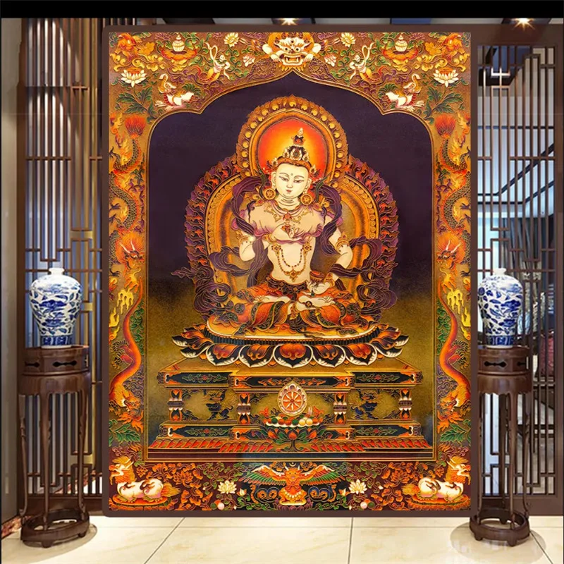 Рельефные 3D обои Thangka King Kong Sakyamuni с статуей Будды настенные фотообои для отеля