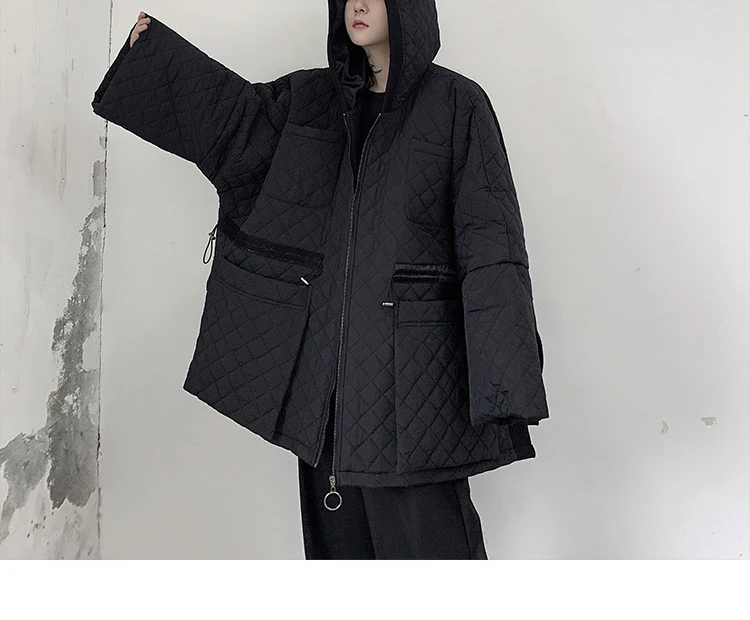 XITAO Argyle, повседневные женские парки с завязками на талии,, Зимняя мода, стиль, свободные парки с капюшоном и воротником, пальто, DMY1321
