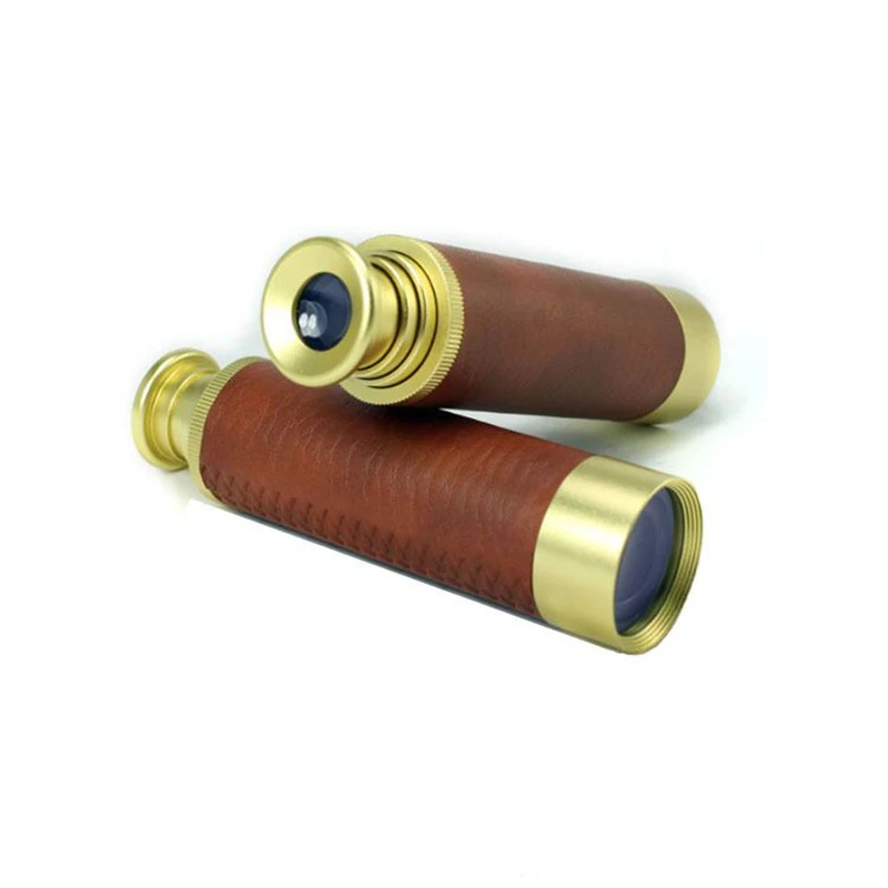 

Royal Navy Monocular High quality Portable telescope Captain monocular caribbean pirates Nautical Brass Spyglass and leather bag