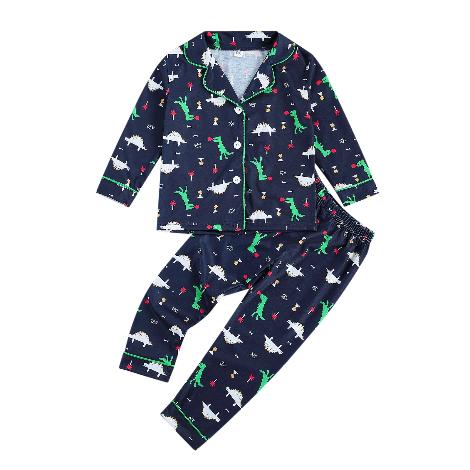 Одежда с рисунком для маленьких мальчиков и девочек принтом динозавр Пижамные