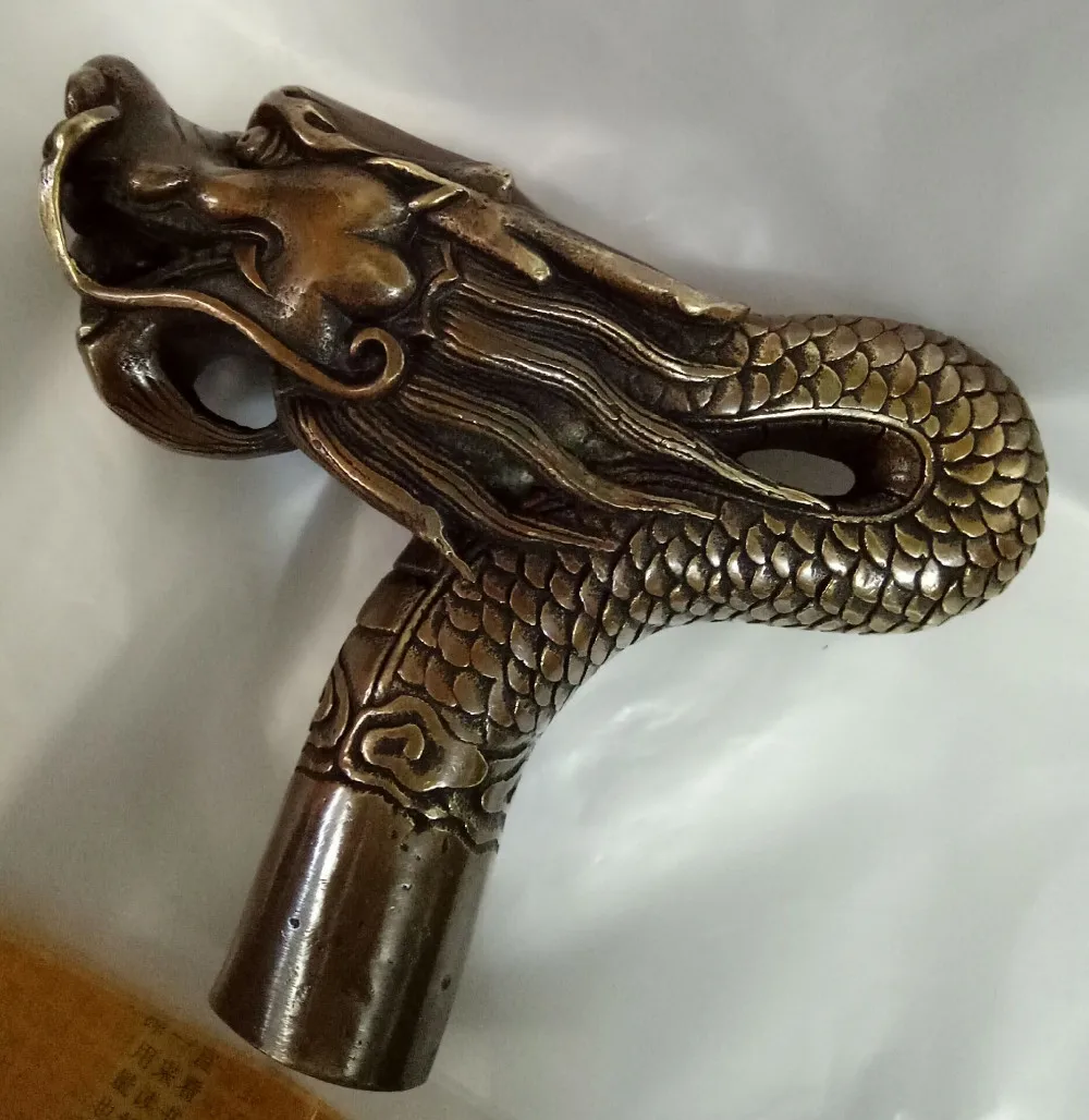 

Статуэтка бронзового дракона из чистой меди Превосходная коллекция винтажная старая медная яркая головка статуя тростниковая ручка
