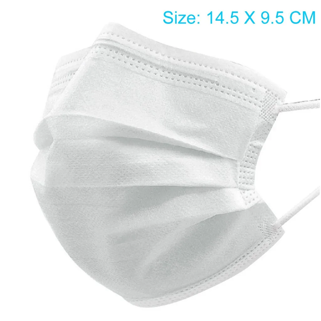 

#42 50pcs White Disposable Face Mask Fashion 3-ply Masks Face Mask With Elastic Earloop Kids Breathable Disposable Mask Masque