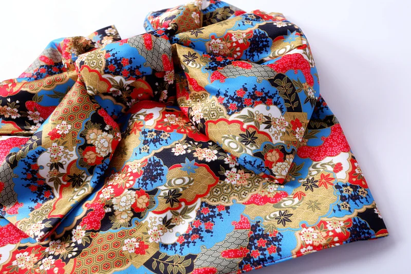 Japanese Crane Kimono Belt Cosplay Costumes Shaped Bow Waist Cover Kimono Bathrobe Waist Printed Flower Kimono Yakata Obi