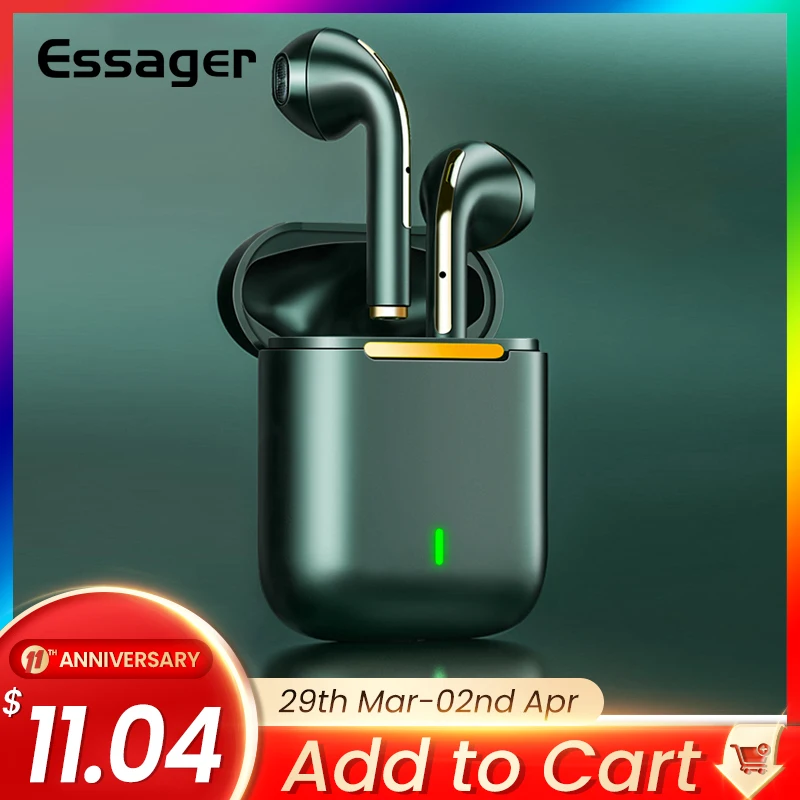 

Essager J18 TWS Bluetooth Headphones Stereo True Wireless Headset Earbuds In Ear Handsfree Earphones Ear Buds For Mobile Phone