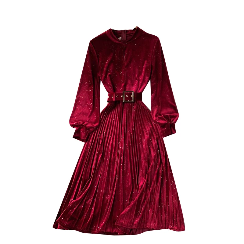 Женское плиссированное платье средней длины элегантное платье-трапеция во