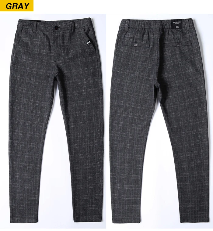 Для Мужчин's Повседневное штаны в клетку для бизнес на каждый день Slim Fit темно-серый классический Стиль лосины мужской брендовая одежда