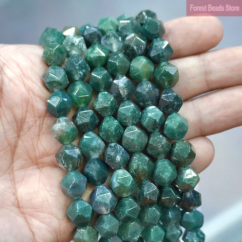 Граненые бусины 6 8 10 мм Искусственный мох трава Агаты натуральный камень