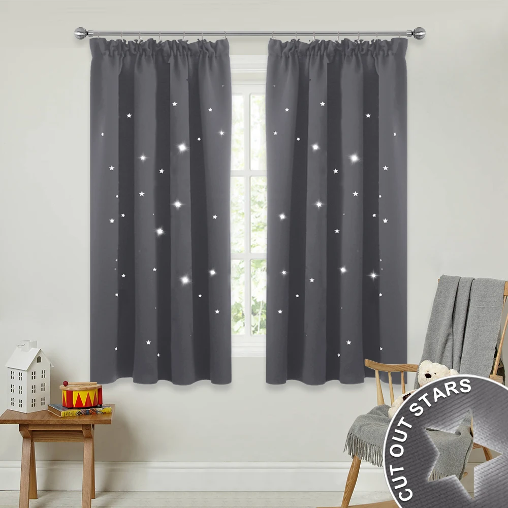 Карандаш занавеска со звездами и вырезами из 100% полиэстера 1 шт.|pencil pleat curtains|window