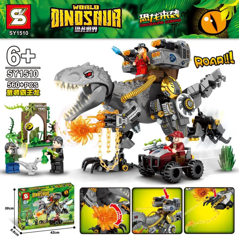 

Classic Creative Jurassic Dinosaurs Bricks building blocks T. rex Jurassic dinosaur world park model Christmas Boy Gifts toys