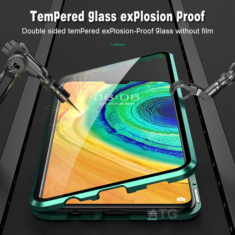 mate 40 pro double sided glass cover for huawei p40 pro mate 30 pro nova 7 8 pro metal magnetic adsorption snap high end case free global shipping