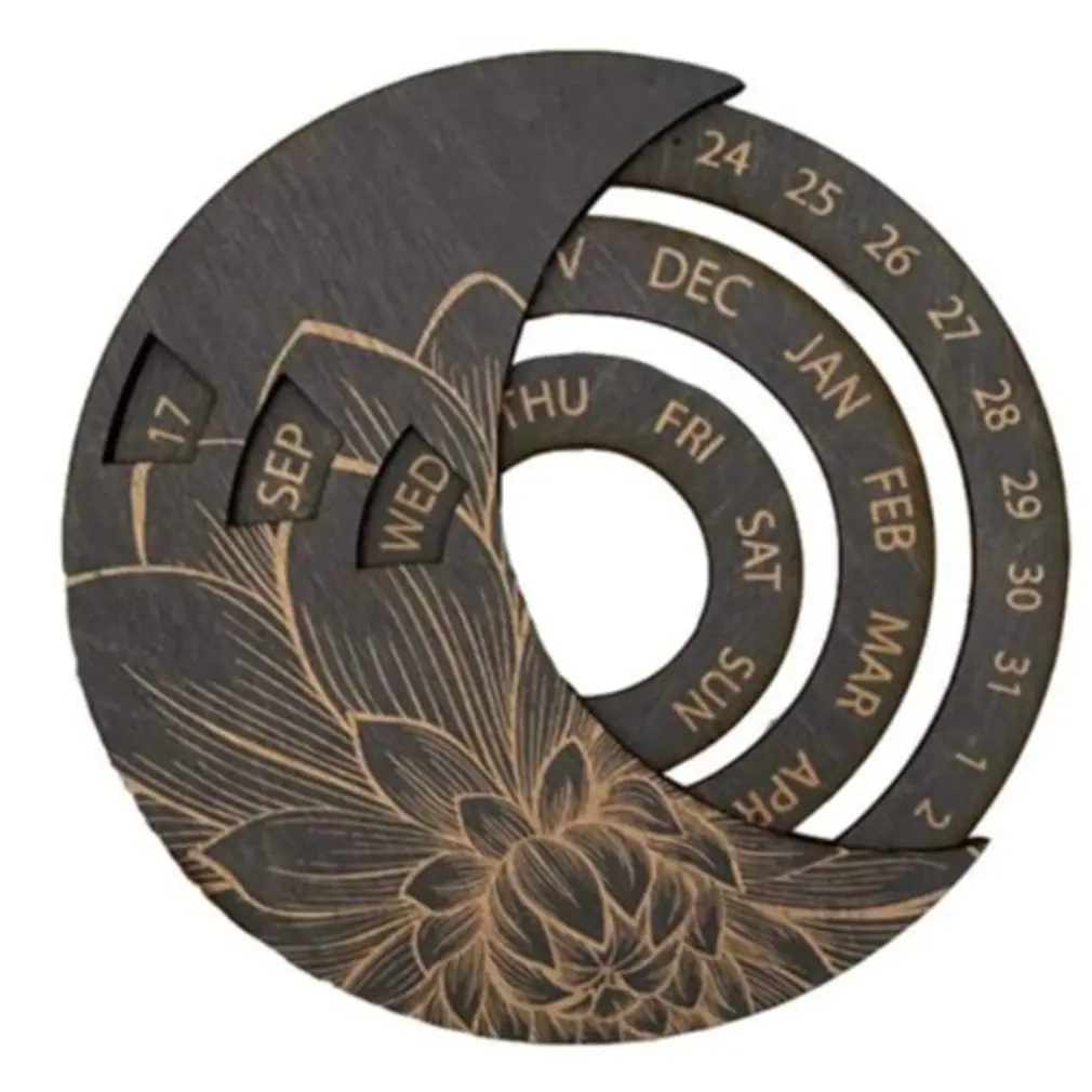 

2021 Creative Wooden Hanging Calendar Craft Fashion Retro Calendar Home Office School Sign Board Exquisite Decoration