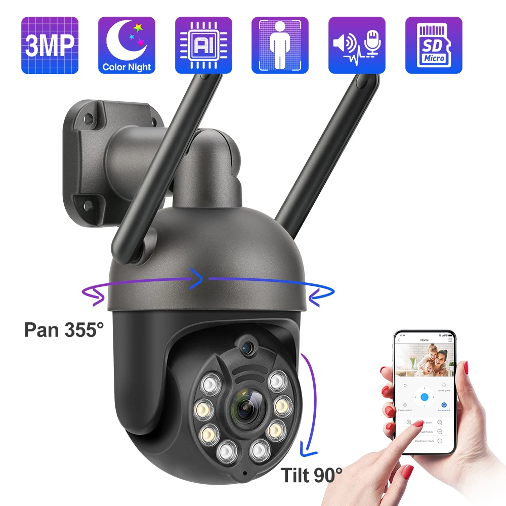 3MP Wifi IP-Камера внешняя беспроводная фотокамера с идентификацией людей