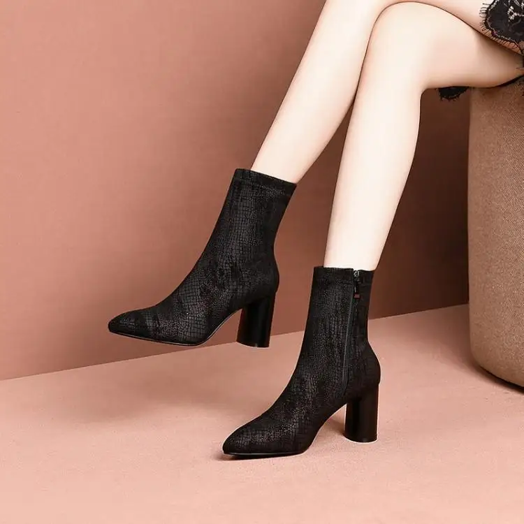 Ins elastic boots thick heel Martins ladies fashion fall/winter cloth Martin Boots winter shoes women | Обувь