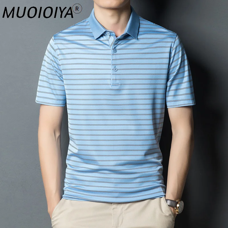 

Мужская футболка в полоску, с коротким рукавом, в деловом стиле