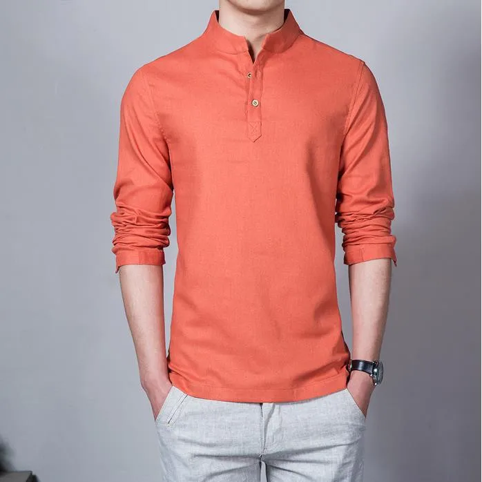 Men's Muslim Long Sleeve shirt Bollywood Stand collar Kurta Raya Lelaki Melayu shirts | Мужская одежда