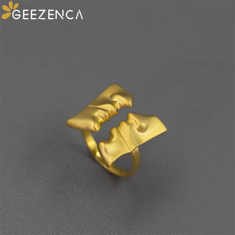 

GEEZENCA 925 пробы серебряные открытые кольца с Целующимися лицами для женщин оригинальный дизайн французский стиль ювелирные изделия необычно...