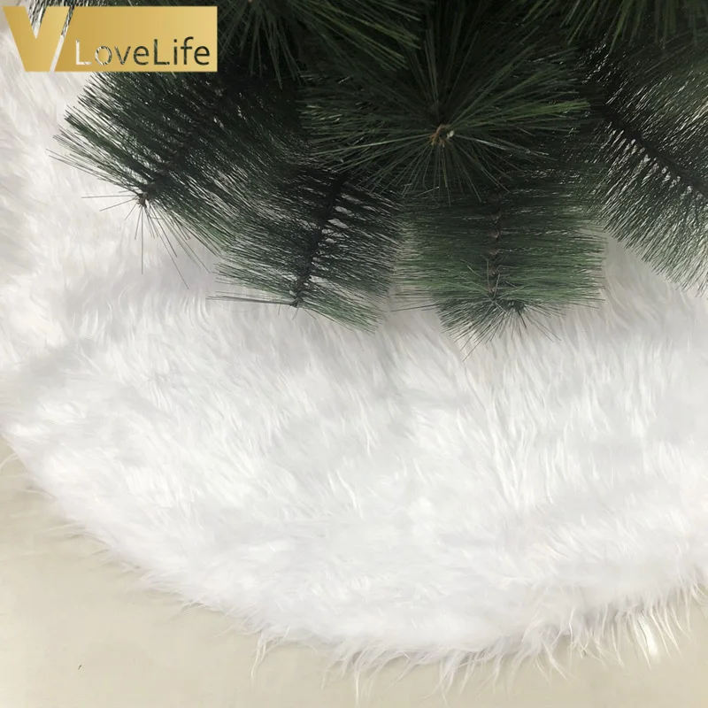 

Home Christmas Decoration White Plush Christmas Tree Skirt Santa Claus Embroidered New Year Xmas Tree Cover 78cm/90cm/122cm
