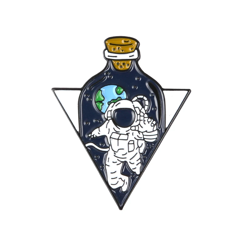 space Qihe ювелирные изделия 4 стиля волшебный астронавт эмбрион Космос сжимающаяся земля Эмаль Булавка броши значки мультфильм астронавт коллекция булавок - Окраска металла: space