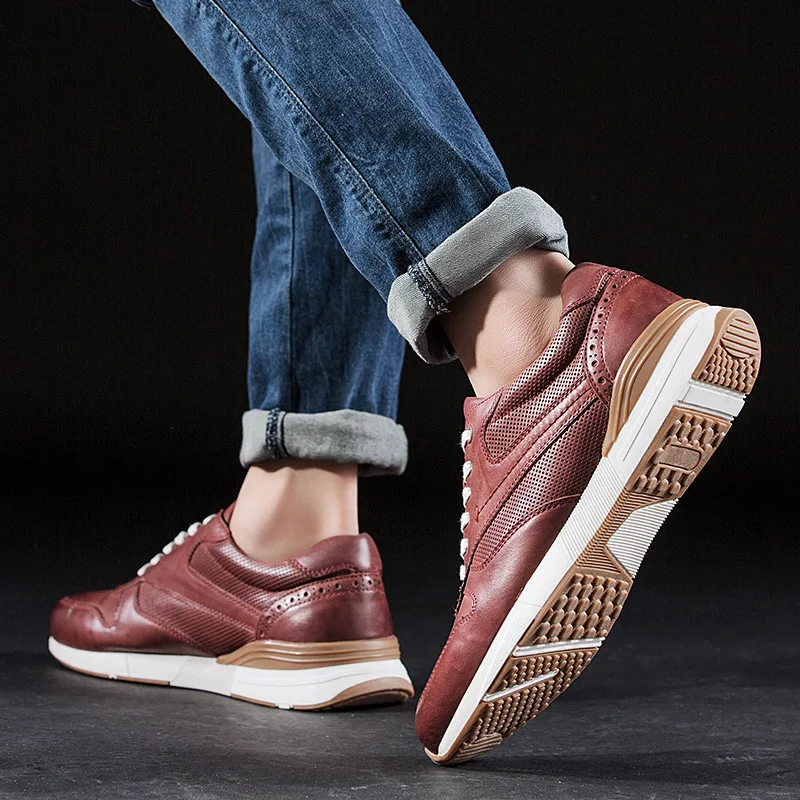 

Men Shoes New Arrival Popular Style Outdoor Walking Comfortable Sneakers Lace Up Cow Leather Athletic Shoes For Men F1-49