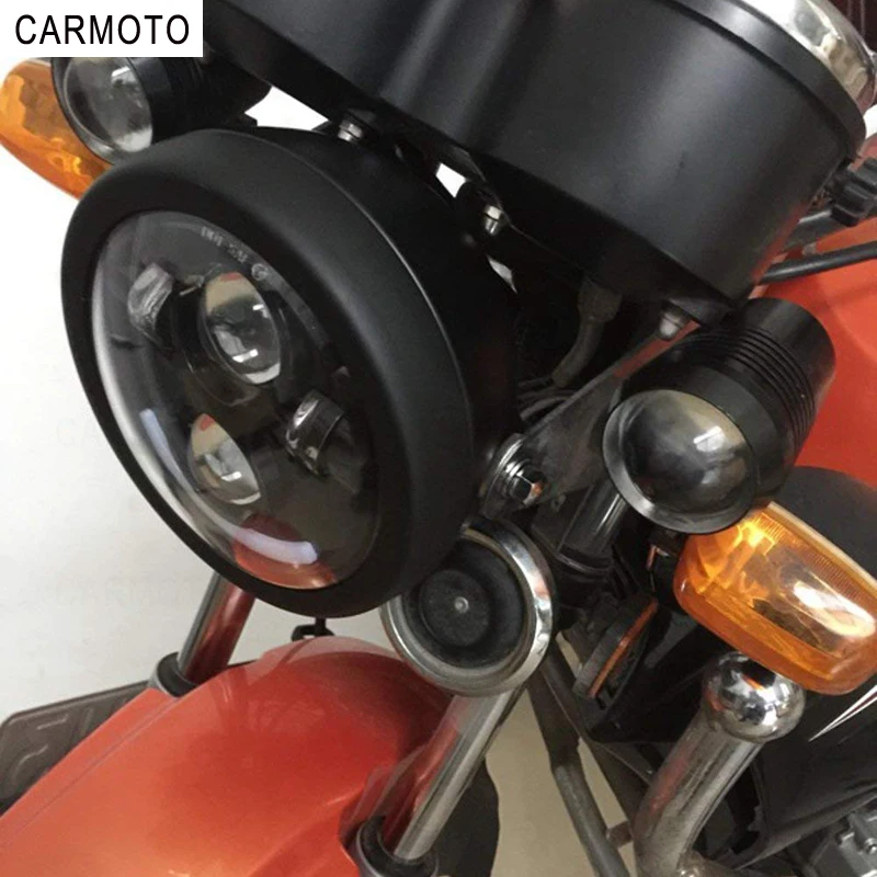 1pcs 7 Inch DOT SAE E9 Motorcycle Headlamp with angle eye Led Headlight 7inch housing bucket trim ring for Touring Electra Glide