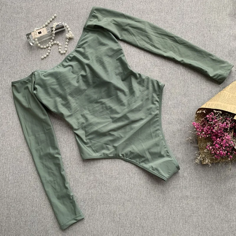 2020 Цельный купальник Женский сексуальный однотонный купальный костюм с