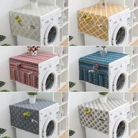 new washing machine cover cotton microwave oven cover linen with pocket refrigerator top dust cover dustproof furniture cloth