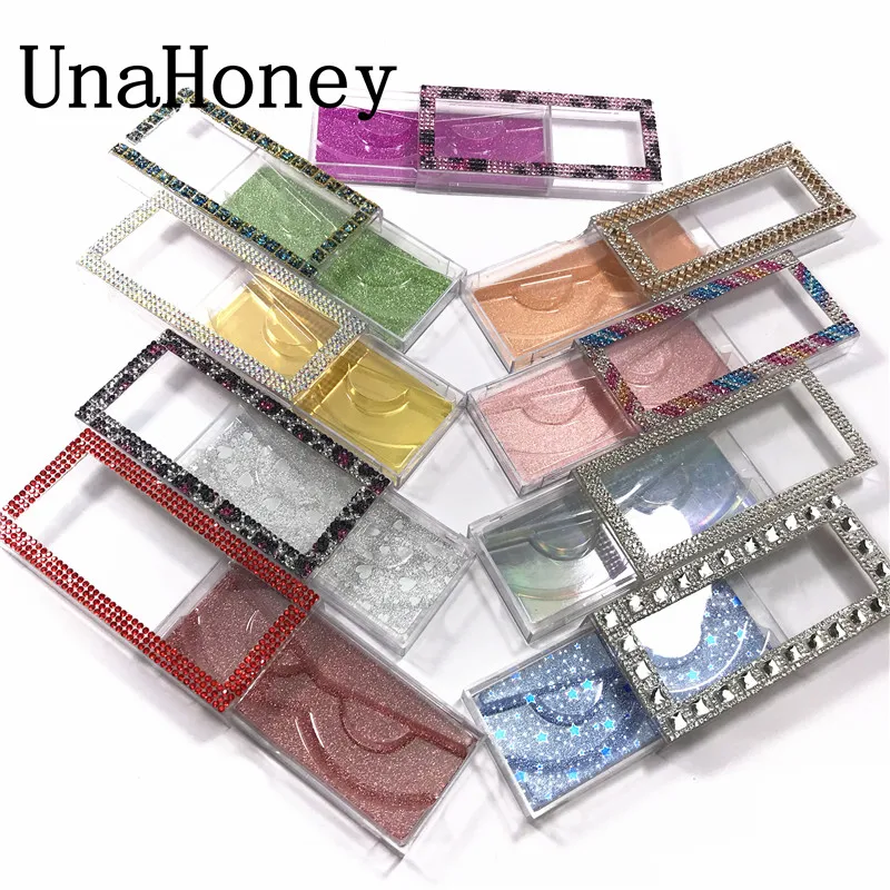 Цветной Украшенные PU искусственными бриллиантами оптовая продажа ресниц чехол