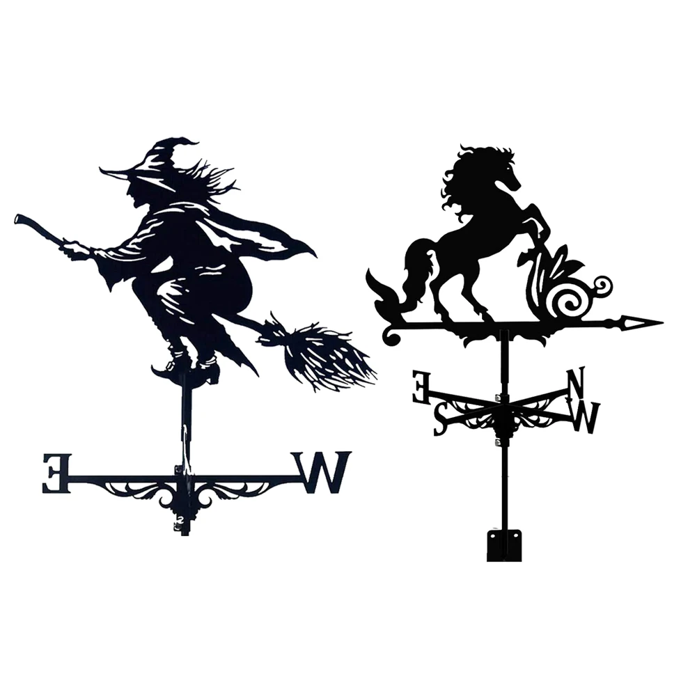 

Witch Wind Direction Indicator Garden Iron Art Metal Outdoor Yard Scene Stake Decorative Windmill Weathervane Ornament