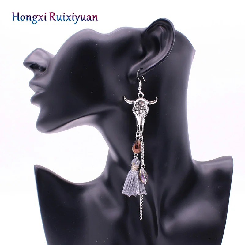 Новые ретро серьги с головой коровы богемные кисточками для женщин
