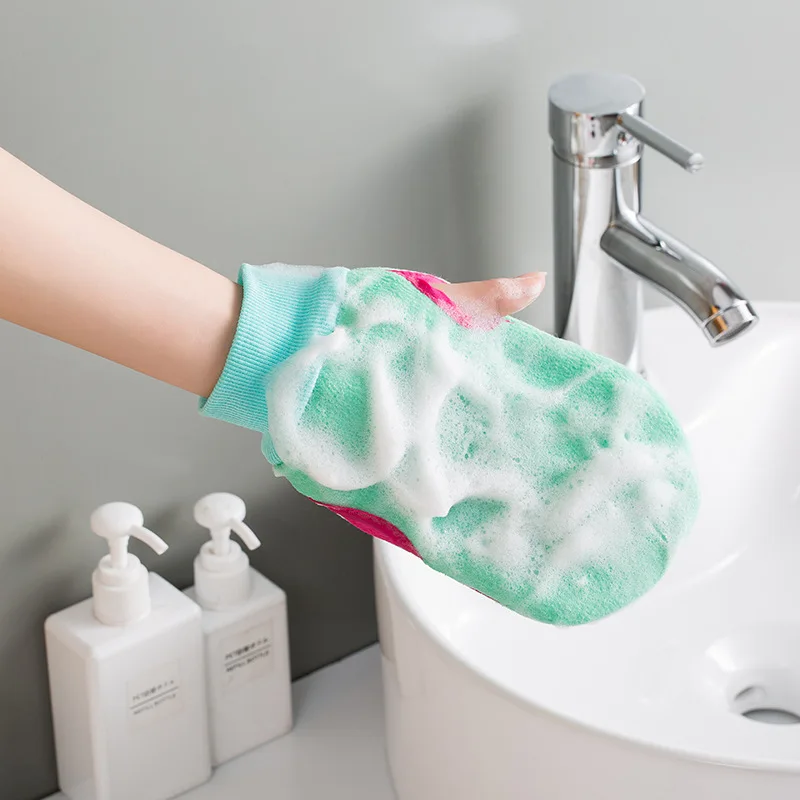 

1pc Shower Spa Exfoliator Two-sided Bath Glove Soft Body Cleaning Scrub Mitt Rub Dead Skin Removal Magic Peeling Glove