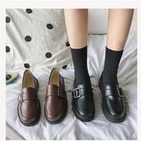 retro brown oxford shoes for women chic platform patent leather slip on loafers korean fashion flats black 2020 new office shoes