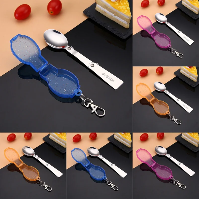 Портативная Складная простая ложка из нержавеющей стали набор креативных