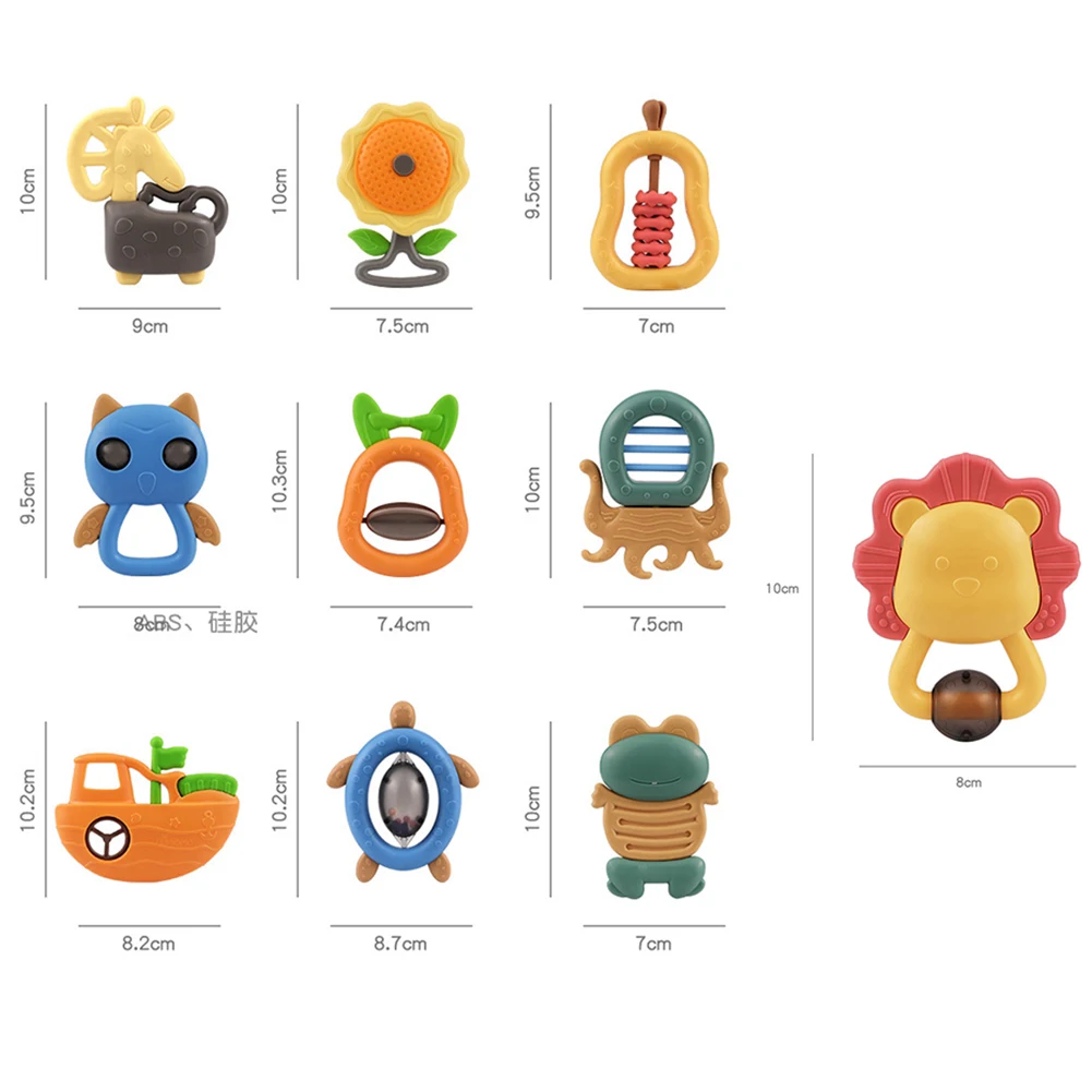 

10pcs Newborn Baby Handbell Rattle Toy Early Education Teether Appease Toys for Kids Boys Girls Gifts Education Toys