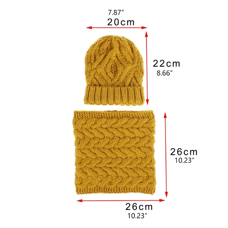 Женская зимняя теплая шерстяная шапка бини и шарф бесконечного круга однотонный