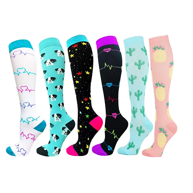 

Compression Stockings Varicose Veins Men Women Golf Tube Heart Shape Dog Black Star Cactus Pattern Socks Fit For Edema, Diabetes