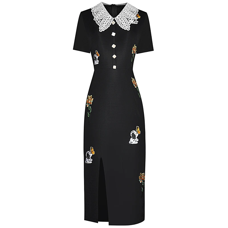 

Женское кружевное платье-карандаш, элегантное и Изысканное вечернее платье с цветочной вышивкой, в стиле пэчворк, лето