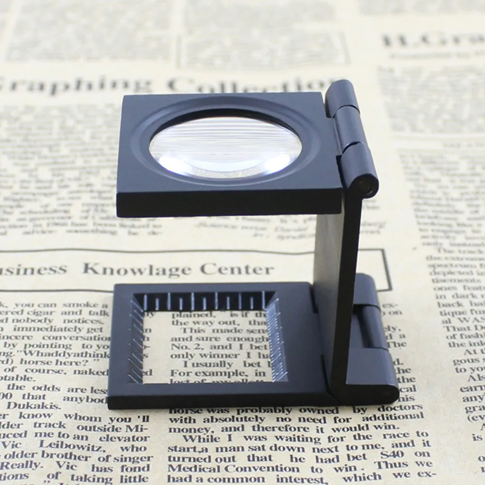 

10X 28mm Mini Folding Magnifier with Scale for Textile Optical Glass Foldable Magnifying Tool