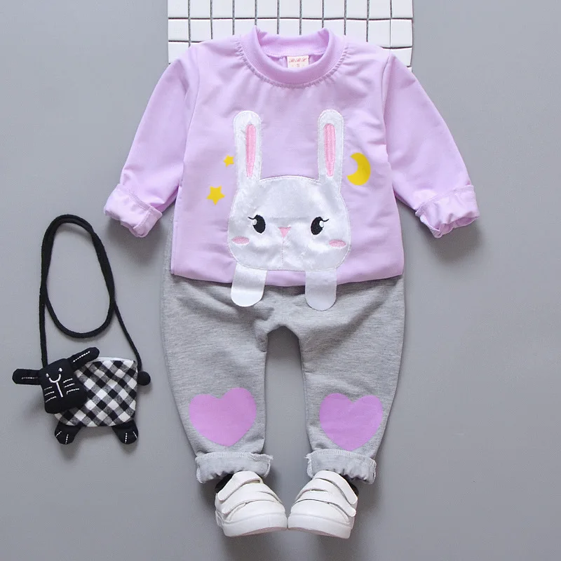 Комплект одежды для мальчиков и девочек с мультяшным Кроликом весенне осенняя