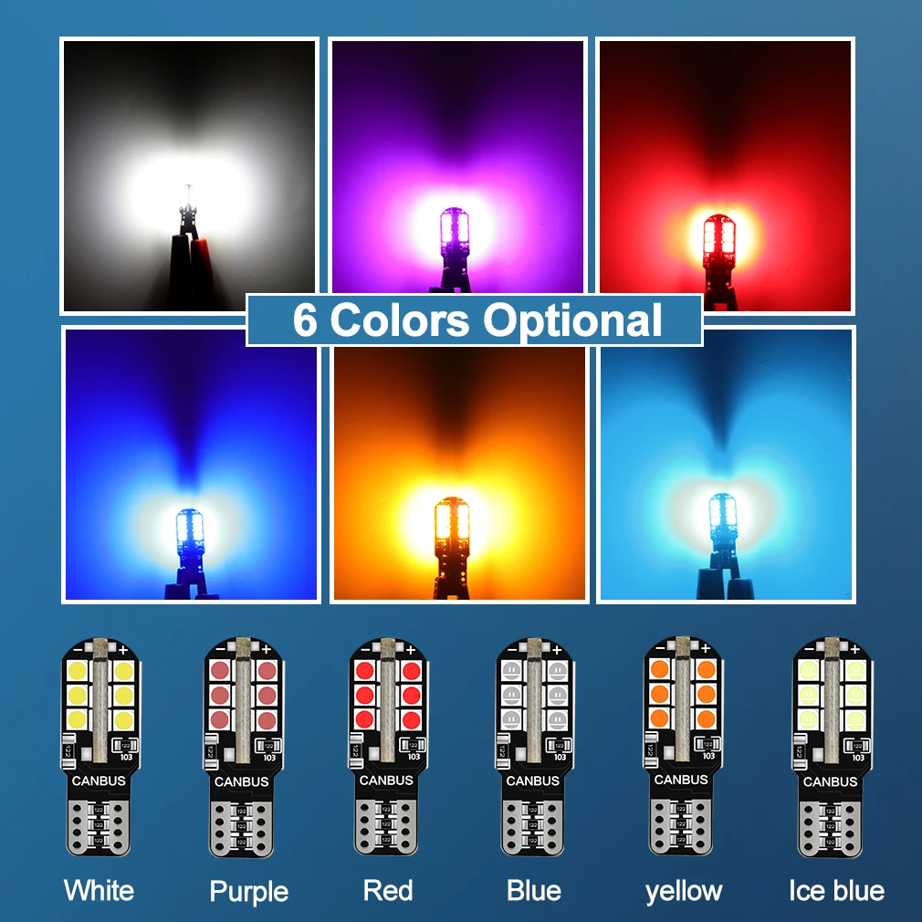 6 шт. T10 W5W Светодиодная Лампа 194 168 24SMD 3030 чипы Canbus без ошибок 6000K чистый белый клин