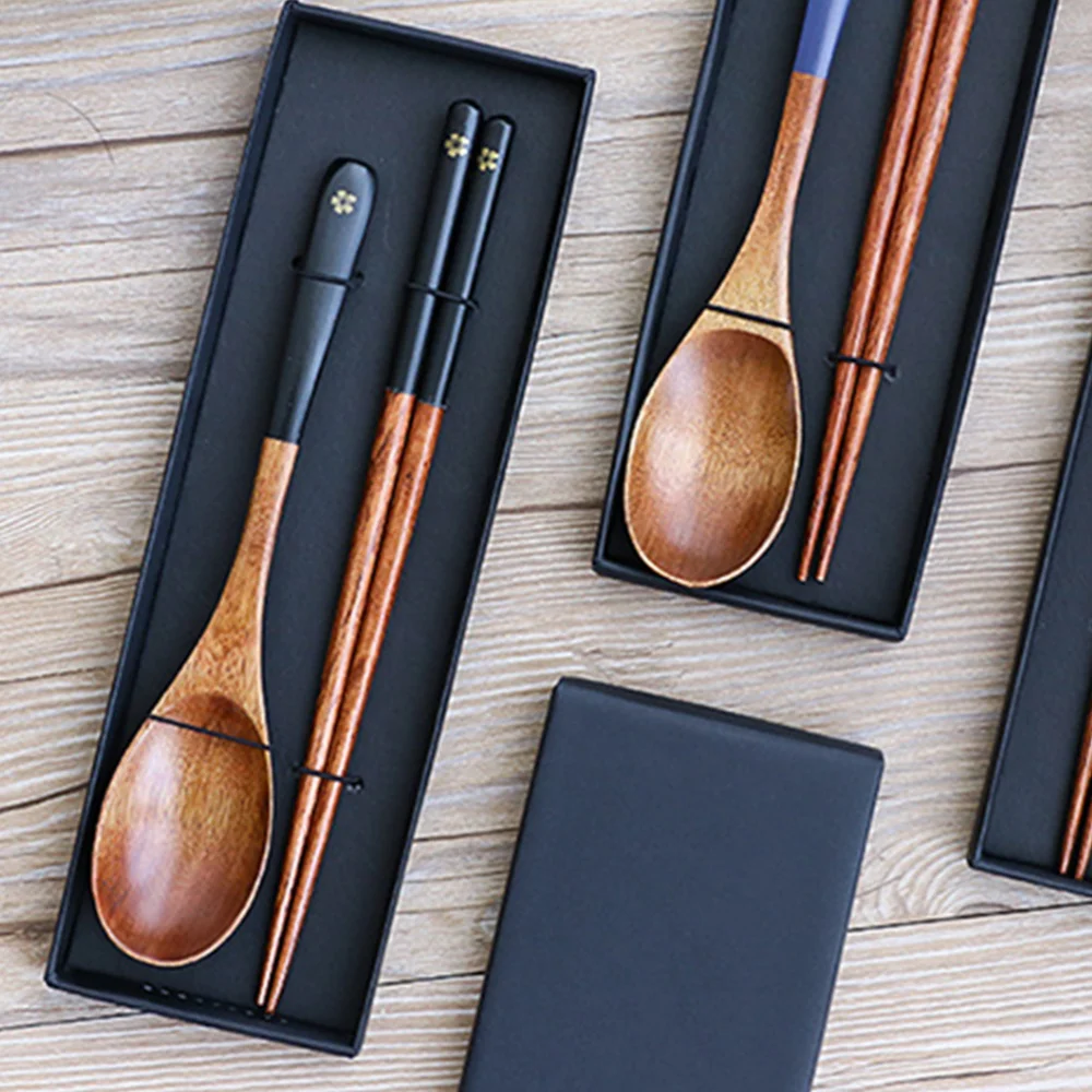 

1 Set Japanses Style Tableware Wooden Chopsticks and Spoon Set Kitchen Cutlery